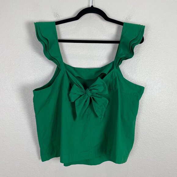 ANN TAYLOR Womens Plus XXL Green Bow Back Tank Top Flutter Strap Sleeveless - Picture 4 of 8
